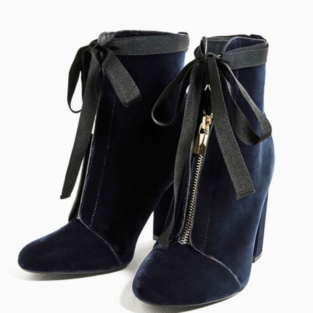 Zara High Heel Velvet Ankle Boots